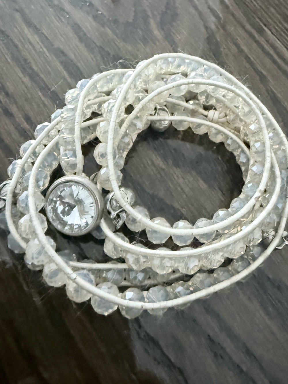White translucent crystals skull wrap around bracelet